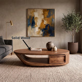 Modern Oval Coffee Table | Organic Sculptural Low Profile Living Room Center Table