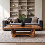 Organic Live Edge Coffee Table | Sculptural Waterfall Base Modern Living Room Table