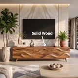 Wave Carved TV Stand with Cabinets & Drawer | Sculptural Media Console TH003-6OAB8FA