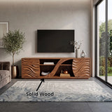 Wave Carved TV Stand with Drawers & Cabinet | Sculptural Media Console TH003-4MXF2YH