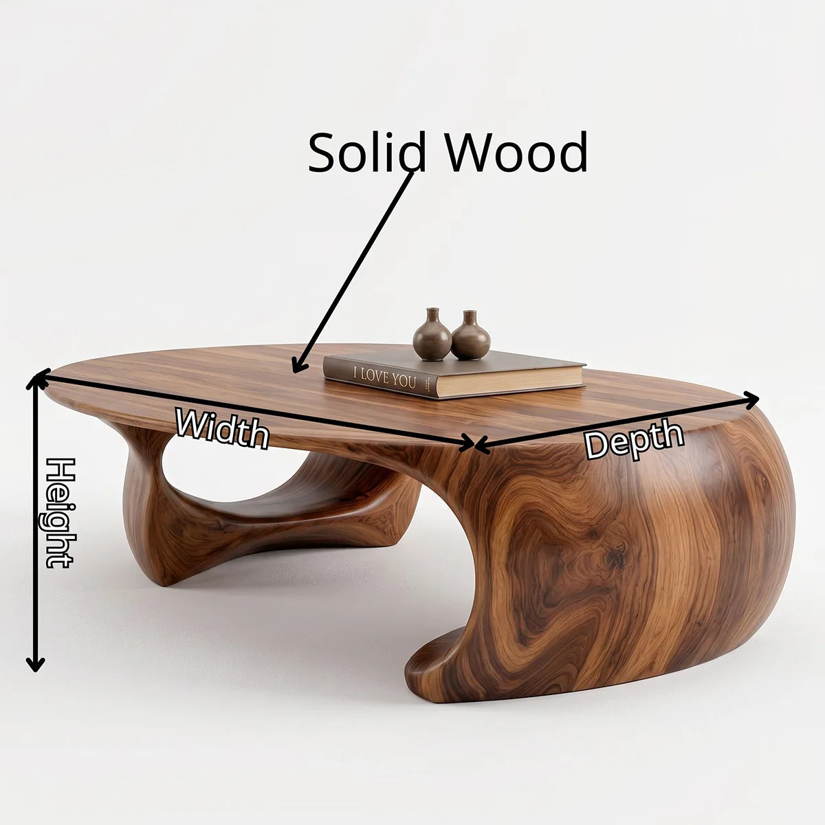 Organic Solid Wood Coffee Table | Sculptural Modern Oval Center Table TT006-2706