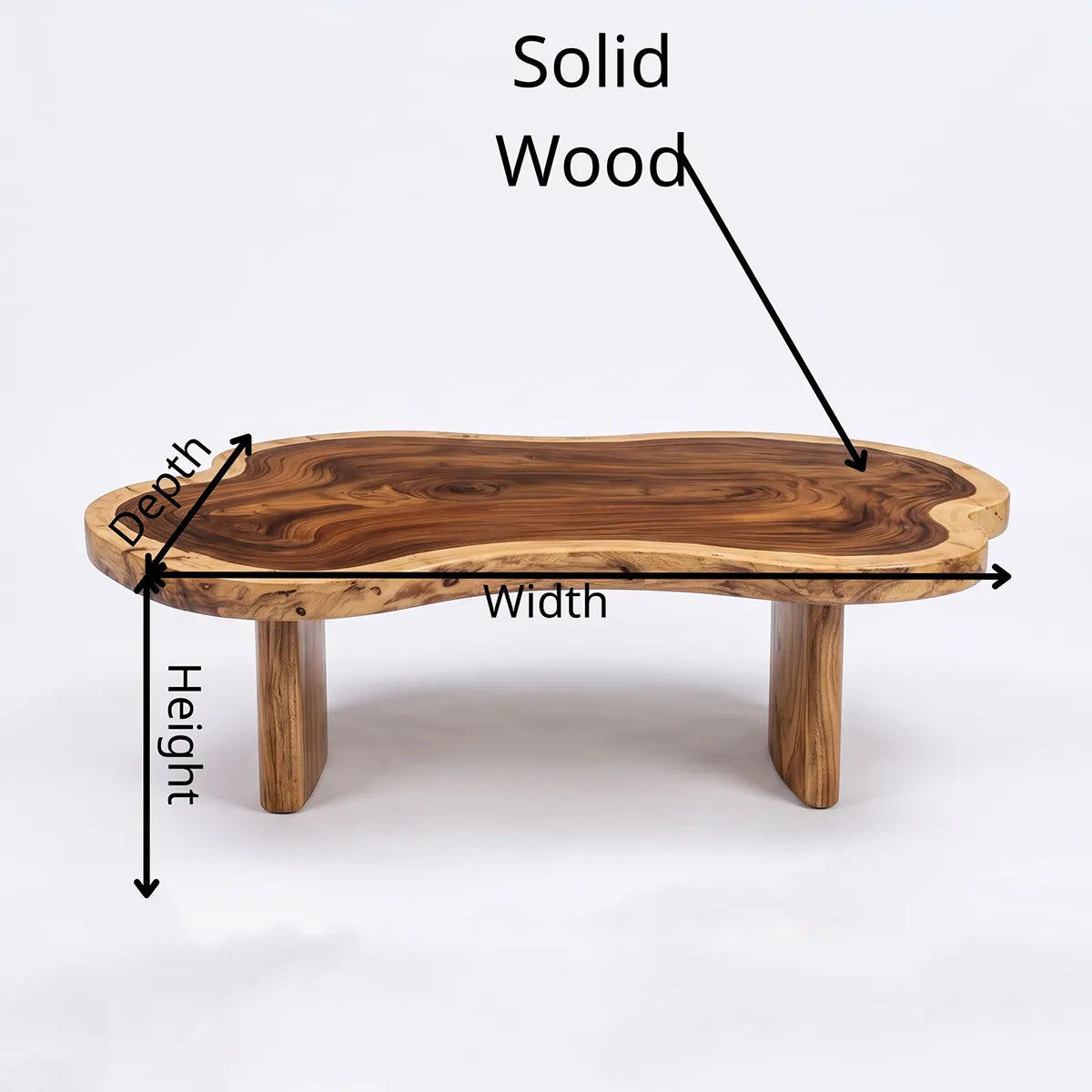 Organic Freeform Live Edge Solid Wood Coffee Table | Handcrafted Natural Slab Center Table TT006-5288