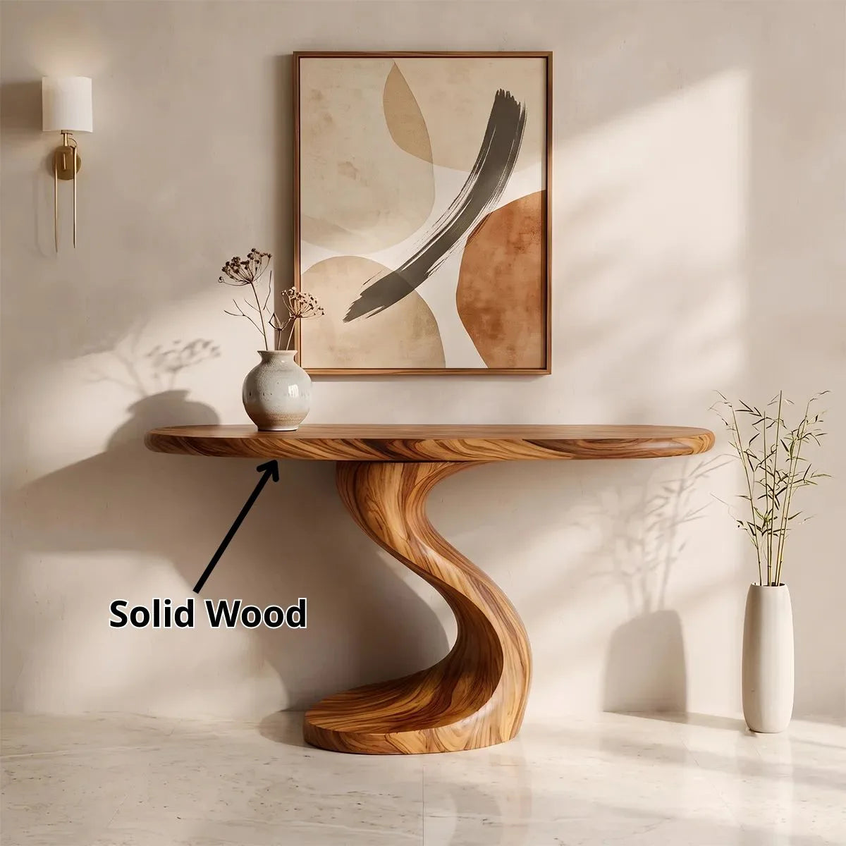 Organic Sculptural Console Table | Modern Curved Console Table with Twisted Pedestal Base TH003-5454