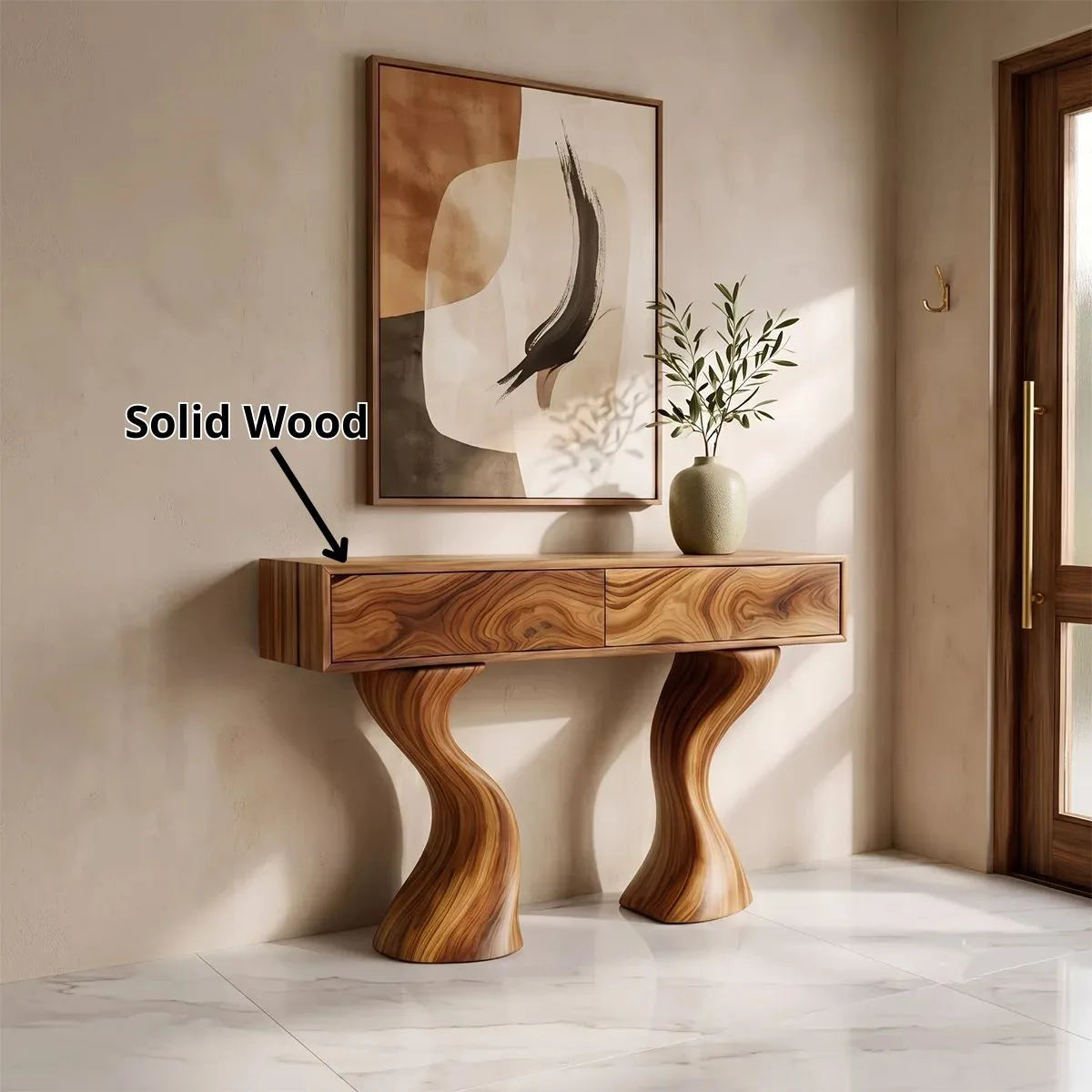 Modern Sculptural Console Table with Drawers | Organic Entryway Storage Console Table TH003-4892