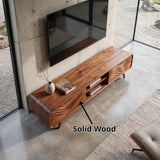 Wave Carved TV Stand with Cabinets & Open Shelves | Modern Media Console TH003-5DZA7TF