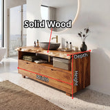Freestanding Bathroom Vanity with 2 Drawers & Open Shelf | Live Edge Modern Organic Design