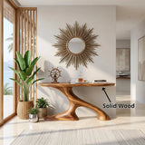Organic Sculptural Console Table | Modern Entryway Console Table with Flowing Curved Pedestal Base TH003-9707
