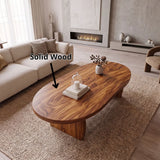 Large Oval Coffee Table with Sculptural Base | Modern Organic Living Room Center Table