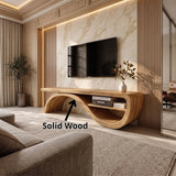 Organic Modern Sculptural TV Stand with Curved Open Shelf | Designer Media Console TH003-9FXK3JC