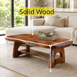 Organic Solid Wood Coffee Table with Storage Shelf | Modern Living Room Center Table TT006-4423