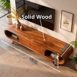 Sculptural Curved TV Stand with 2 Concealed Storage Compartments & Open Shelves | Modern Media Console