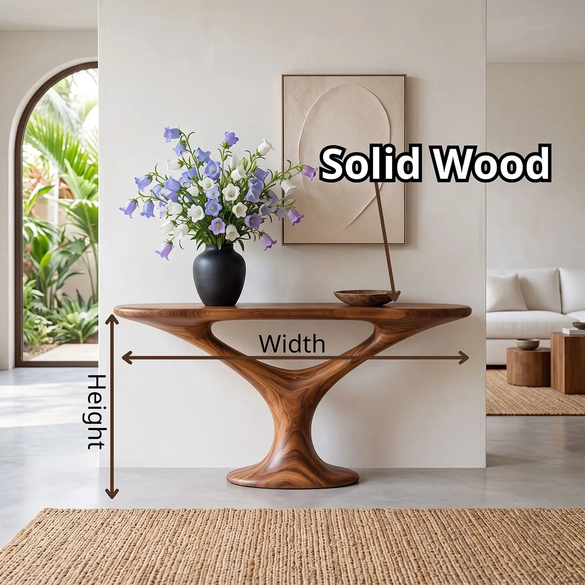 Organic Sculptural Console Table with Oval Top for Modern Entryway & Living Room TT006-4241