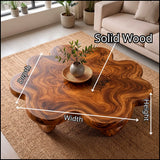 Organic Solid Wood Coffee Table | Sculptural Flower-Shaped Modern Center Table TT006-3040