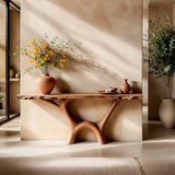Organic Modern Console Table with Sculptural Double Arch Base for Entryway & Living Room TT006-3103
