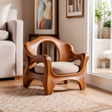 Sculptural Curved Armchair with Open Back | Organic Lounge Chair