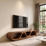 Sculptural TV Stand with Open Shelves | Organic Modern Media Console TH003-5RAR7KU