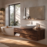 Modern Floating Bathroom Vanity with 3 Drawers & Open Storage Shelf