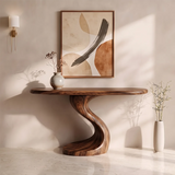 Organic Sculptural Console Table | Modern Curved Console Table with Twisted Pedestal Base TH003-5454