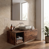 Floating Bathroom Vanity with 2 Drawers & Open Shelf | Modern Wall Mounted Vanity