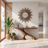 Organic Sculptural Console Table | Modern Entryway Console Table with Flowing Curved Pedestal Base TH003-9707