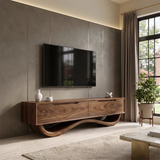 Sculptural TV Stand with 2 Drawers | Organic Modern Media Console TH003-3LLI8QY
