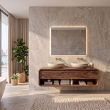 Modern Double Sink Floating Bathroom Vanity with Two Drawers & Open Shelf TH003-9TFD3FP