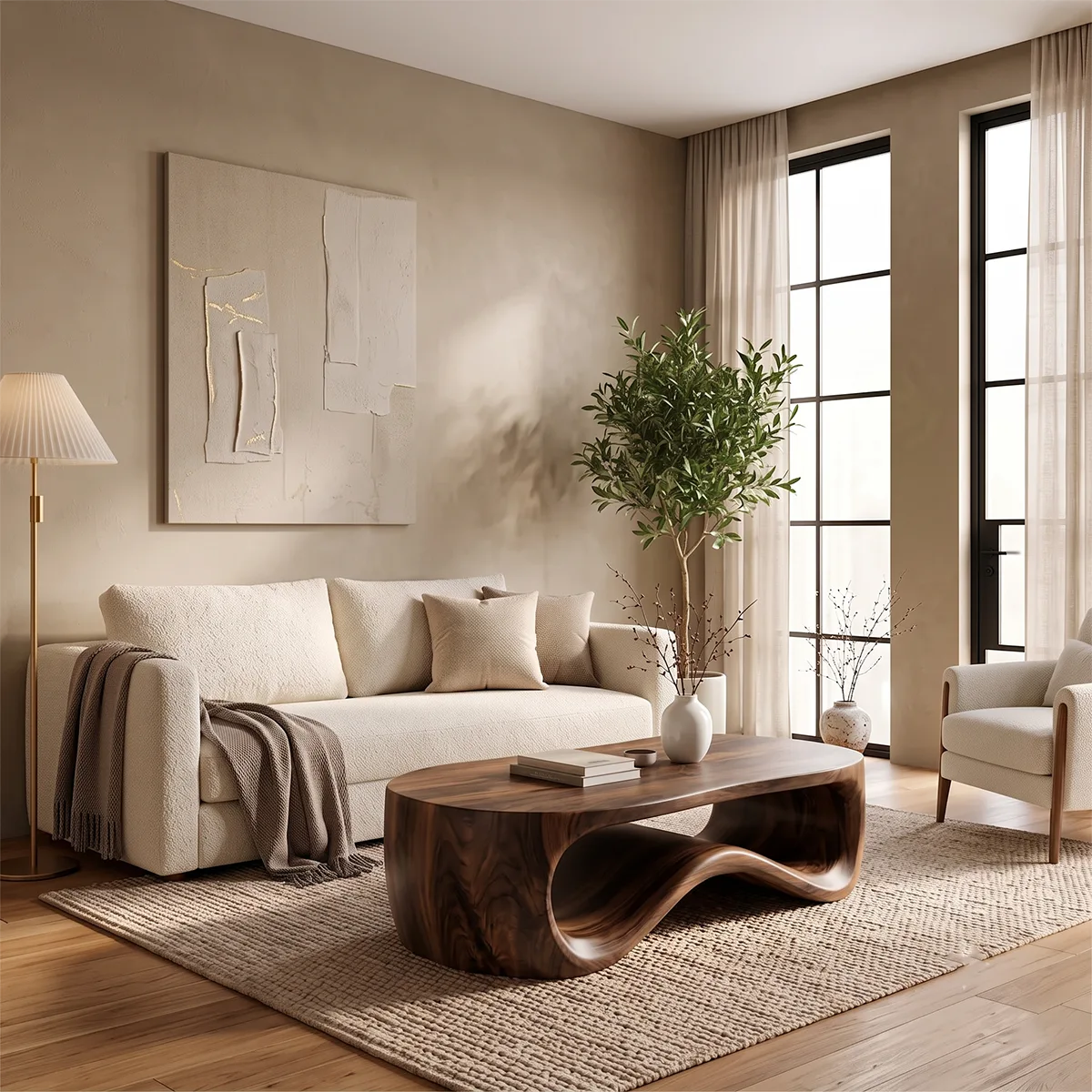 Sculptural Wave Coffee Table | Modern Curved Statement Center Table