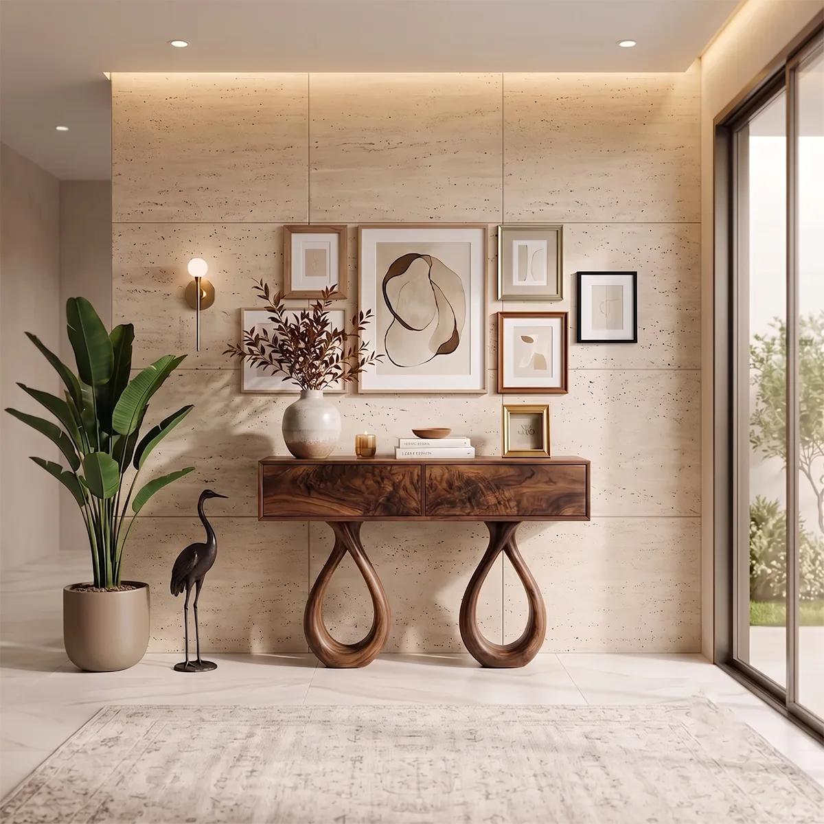 Modern Console Table with Drawers | Sculptural Entryway Console Table for Contemporary Homes TH003-6657