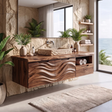 Modern Floating Bathroom Vanity with Double-Door Cabinet, Open Shelf & Drawer TH003-2JXN8GE