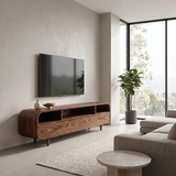 Modern TV Stand with 2 Drawers & Open Storage | Rounded Media Console TH003-5IKK5IP