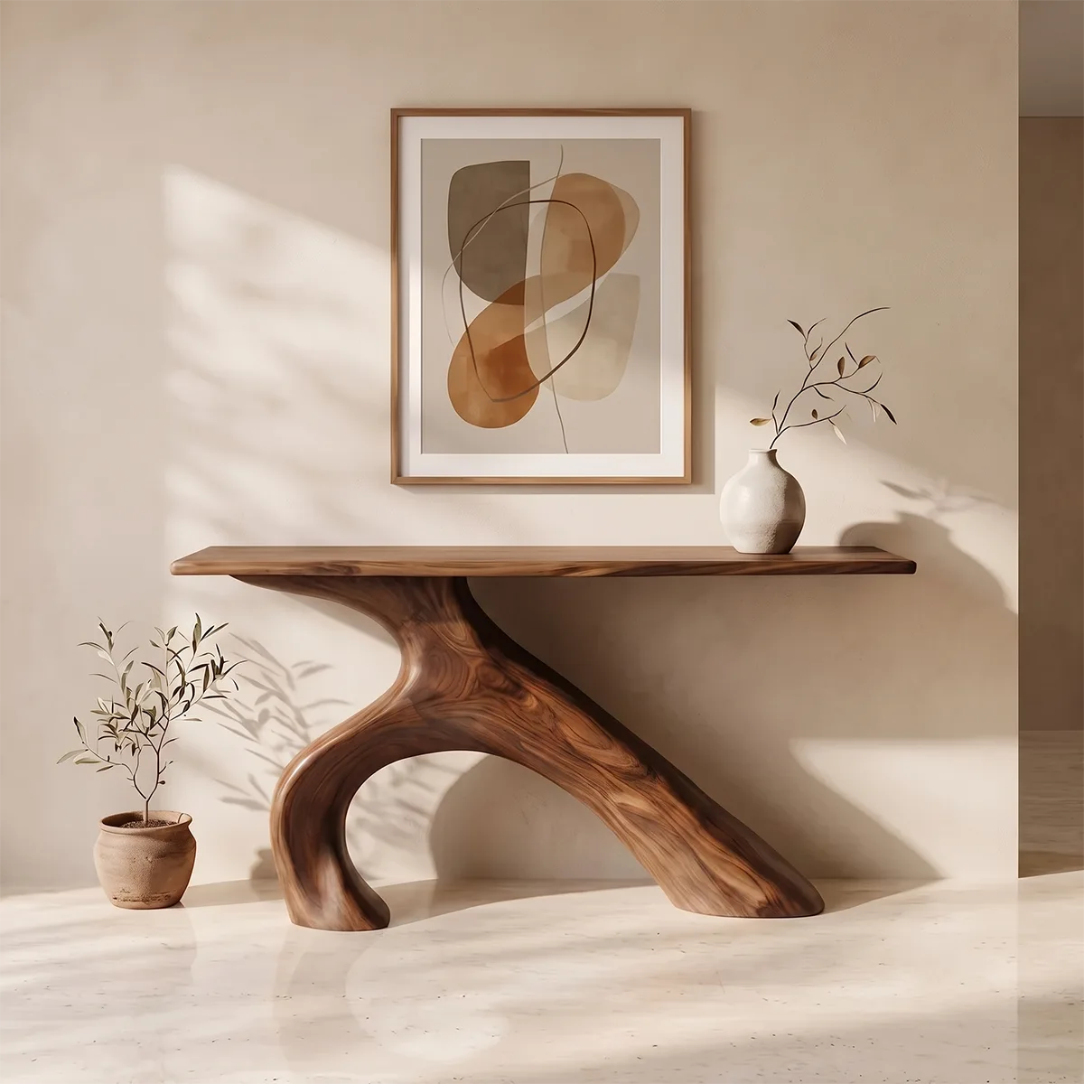 Modern Organic Console Table | Sculptural Asymmetrical Entryway Console Table TH003-3100