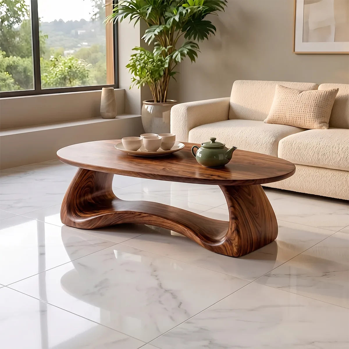 Modern Oval Coffee Table | Sculptural Organic Cocktail Table TH003-8246