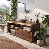Live Edge Bathroom Vanity with Open Shelving & Multi-Drawer Storage TH003-9EZH8IM