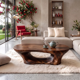 Sculptural Organic Coffee Table | Curved Open Base Modern Living Room Center Table