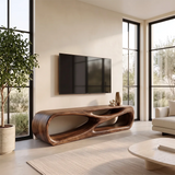 Sculptural TV Stand with Curved Open Shelves | Modern Media Console TH003-2TDK3XA
