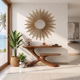Sculptural Tiered Console Table | Organic Modern Entryway Table with Floating Curved Design TH003-4469