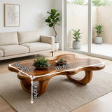Modern Organic Wood Coffee Table with Freeform Top & Sculptural Base TT006-8349