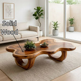 Modern Organic Wood Coffee Table with Freeform Top & Sculptural Base TT006-8349