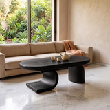 Modern Sculptural Coffee Table | Oval Center Table with Curved Pedestal Base TH003-2377
