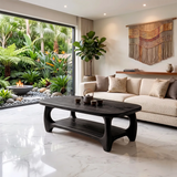 Modern Coffee Table with Open Shelf | Rounded Rectangle Center Table for Contemporary Living Room TH003-8562