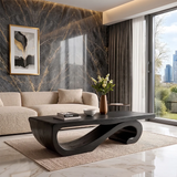 Sculptural Curved Coffee Table | Organic Modern Wave Living Room Center Table