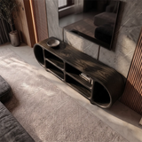 Sculptural TV Stand with Open Shelves | Organic Modern Media Console TH003-2CWG4EI