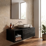Floating Bathroom Vanity with 2 Drawers & Open Shelf | Modern Wall Mounted Vanity