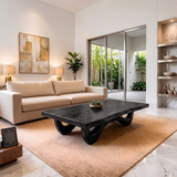 Sculptural Rectangular Coffee Table with Curved Base | Organic Modern Center Table