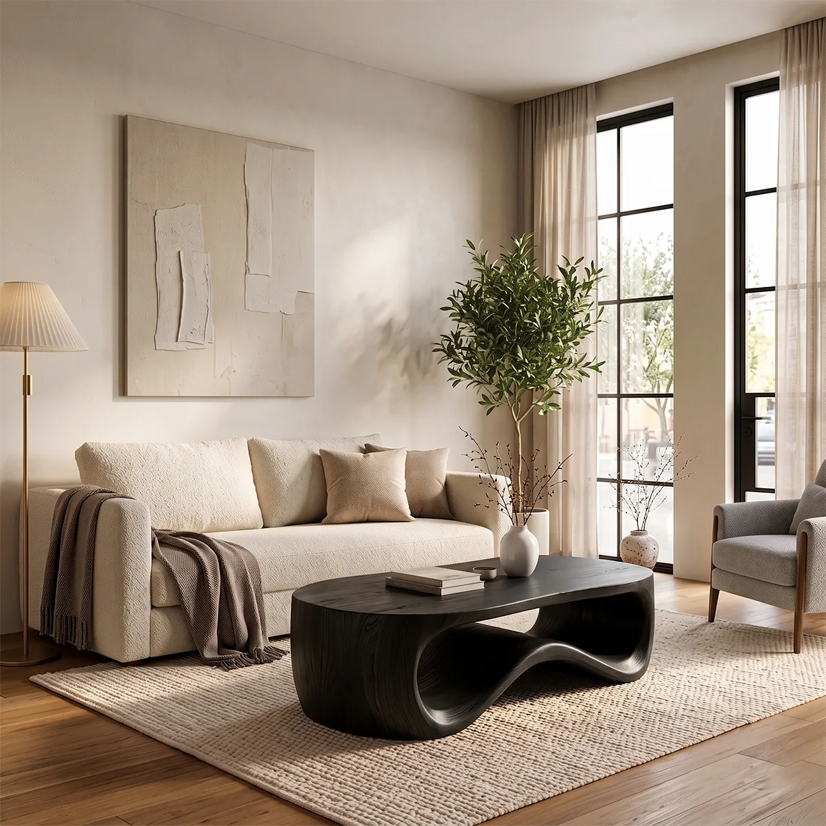Sculptural Wave Coffee Table | Modern Curved Statement Center Table