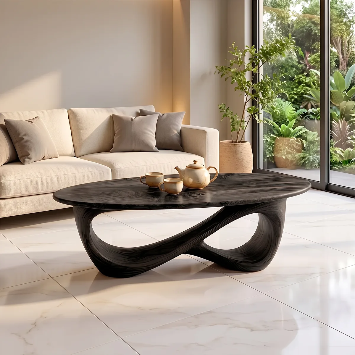 Modern Oval Coffee Table | Sculptural Organic Cocktail Table TH003-7031