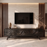 Carved Wave TV Stand with 3 Cabinets | Sculptural Modern Media Console TH003-1PAI9SF