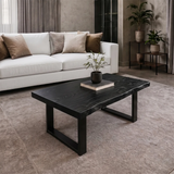 Rectangular Live Edge Solid Wood Coffee Table | Modern Rustic Center Table for Living Room TT006-9786
