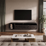 Floating TV Stand with 2 Drawers & Open Storage | Modern Media Console TH003-7DOM5TA