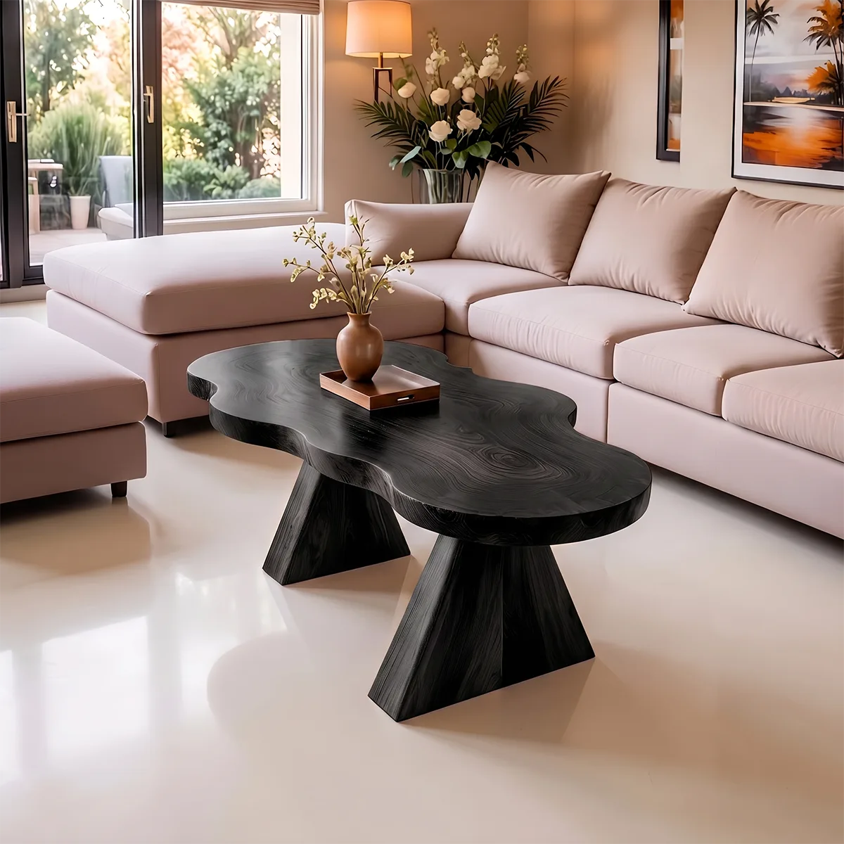 Organic Live Edge Solid Wood Coffee Table | Handcrafted Freeform Center Table for Living Room TT006-3962
